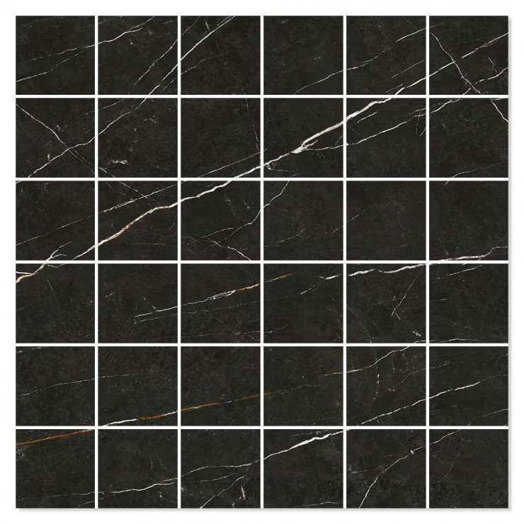Marmor Mosaik Klinker Prestige Svart Polerad 30x30 (5x5) cm-0